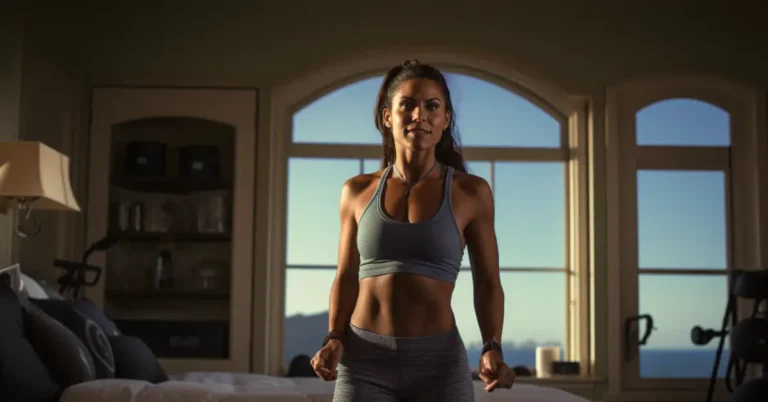 30 Most Effective Hotel CrossFit Workouts 2024 (Exhausting) 1 Woman in hotel room getting ready for crossfit workout