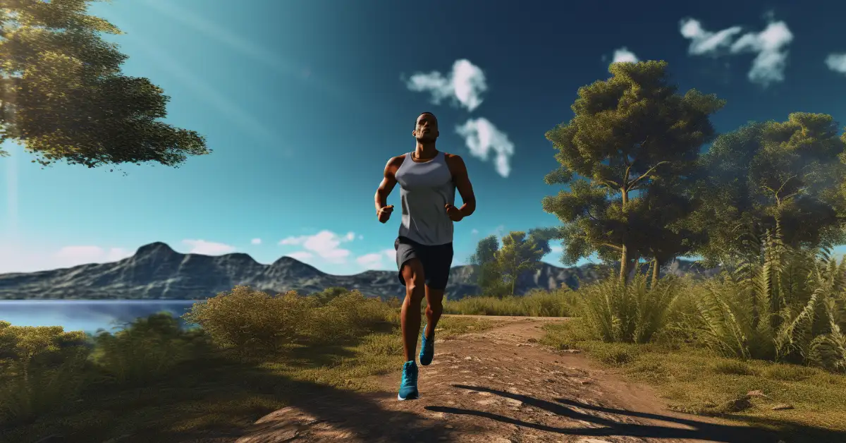 man running on gravel road doing cardiovascular endurance workouts