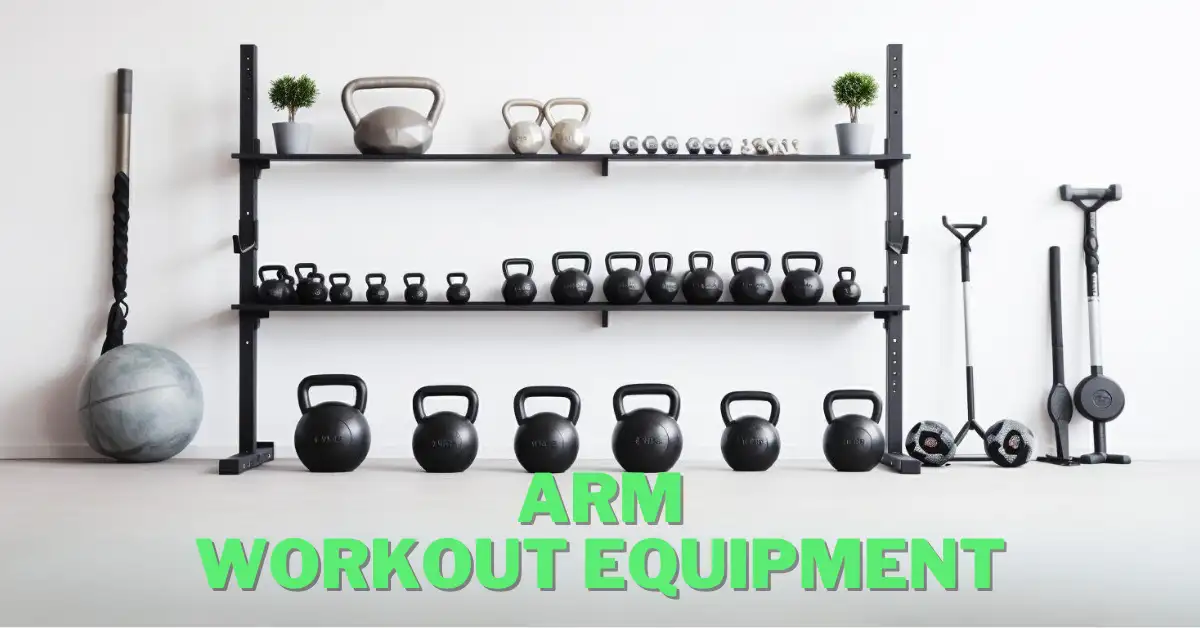 rack with lots of arm workout equipment standing in clean room in front of white wall