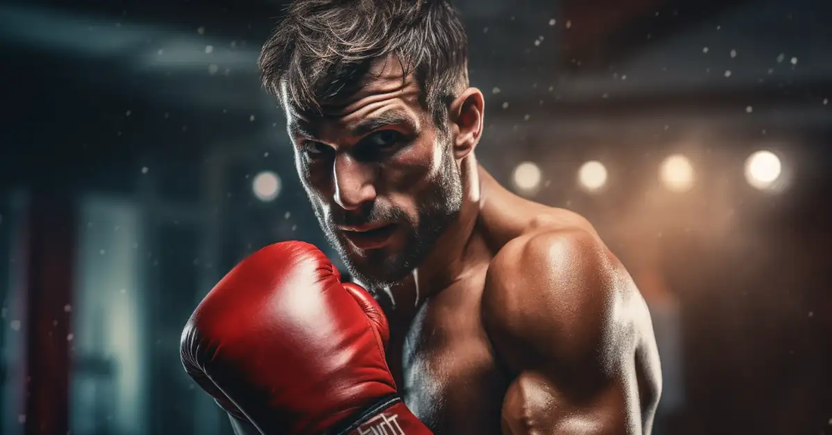 man with boxing gloves looking serious before boxing endurance workout