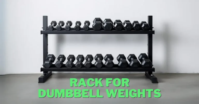 rack for dumbbell weights standing in front of white wall filled up with weights