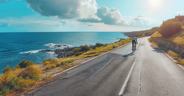 What is Ankling in Cycling? The Secret to Efficiency 2024! 4 bike rider besides ocean