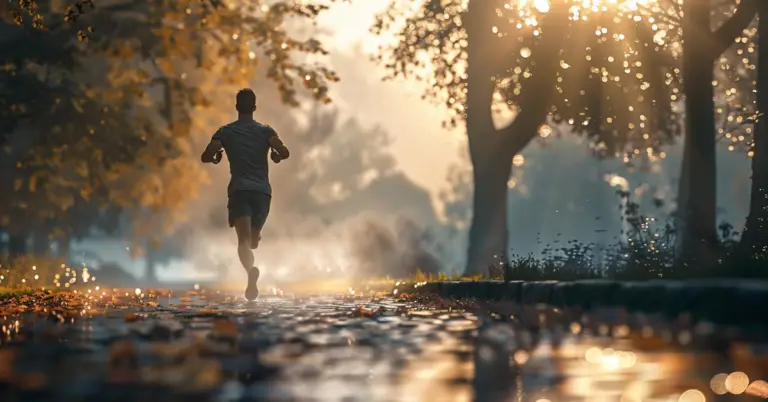 runner in autumn light