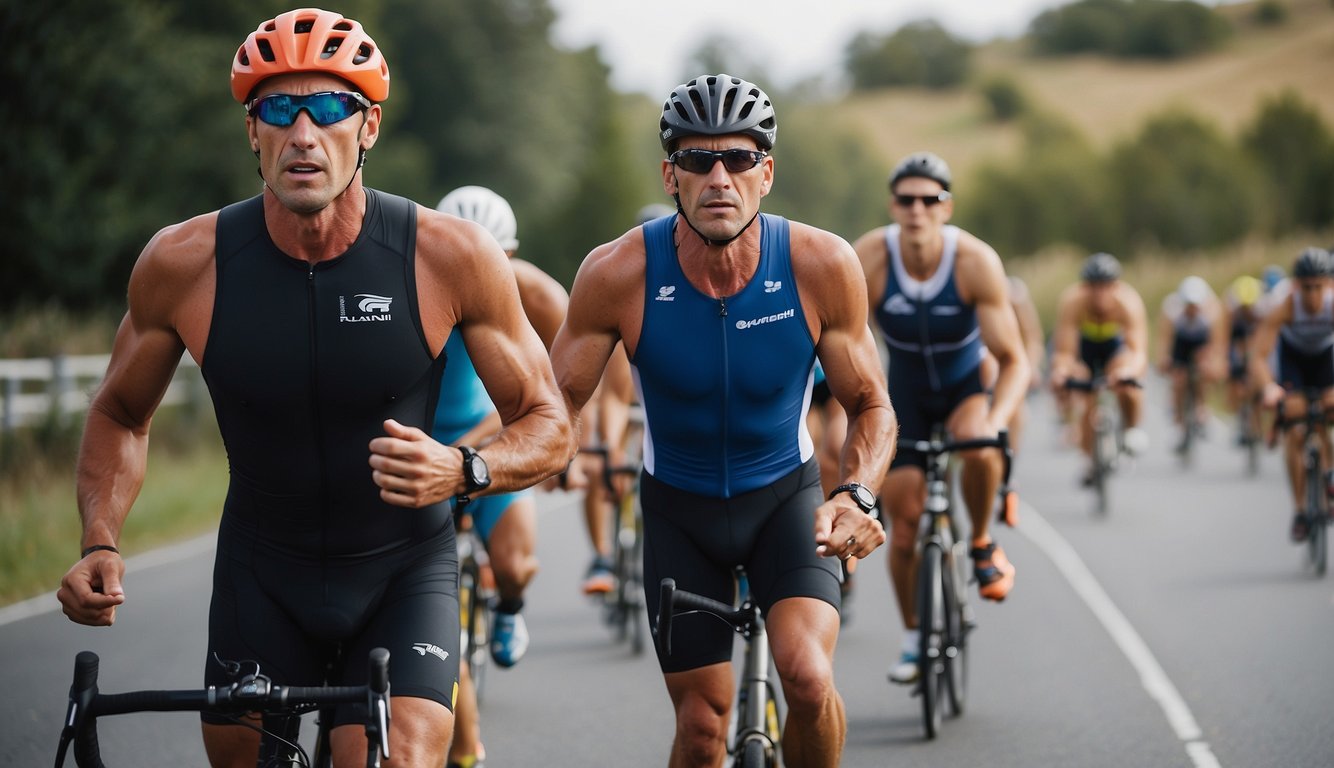 Olympic Triathlon Training Plan: A triathlon coach leads athletes through a structured training program, incorporating swimming, cycling, and running sessions. The plan focuses on building endurance and improving performance for the Olympic distance race