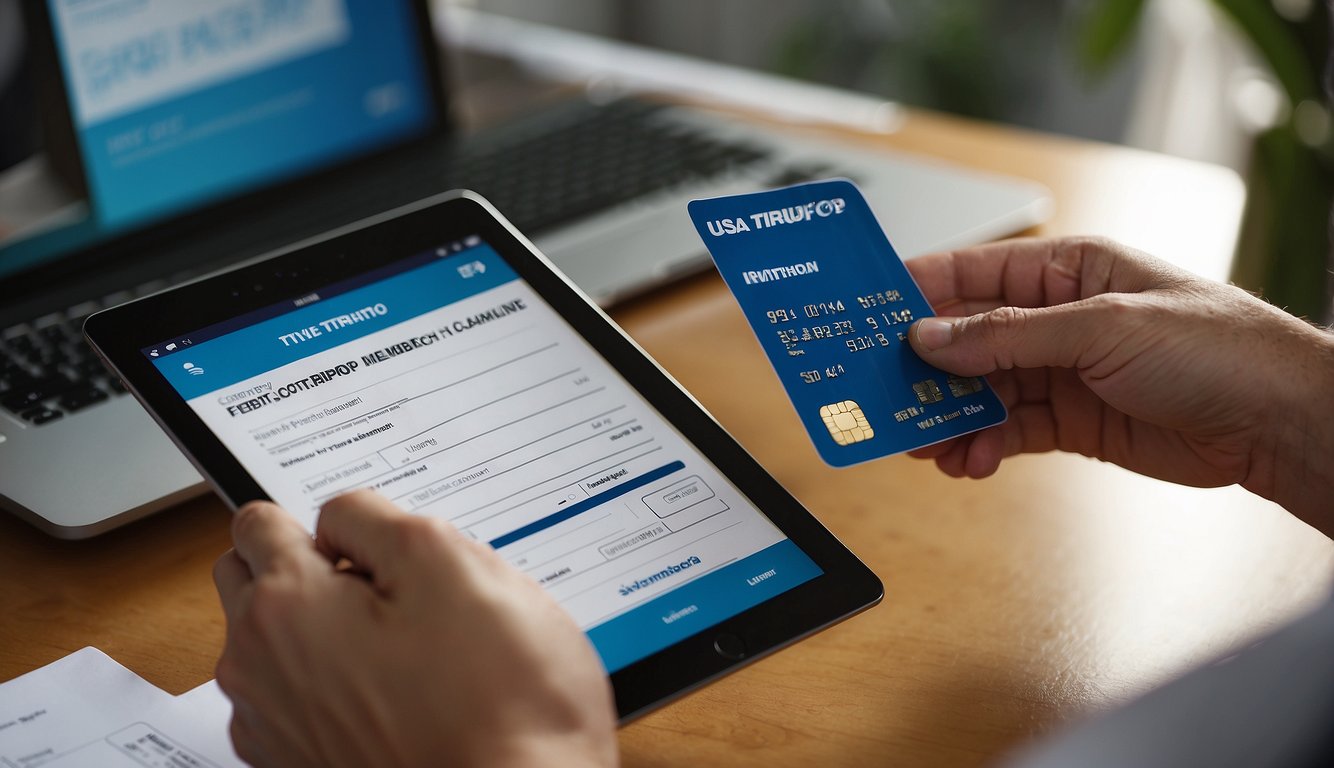 USA Triathlon Membership 2024: Unlock Your Potential! 4 A person filling out a USA Triathlon membership form online with a credit card in hand