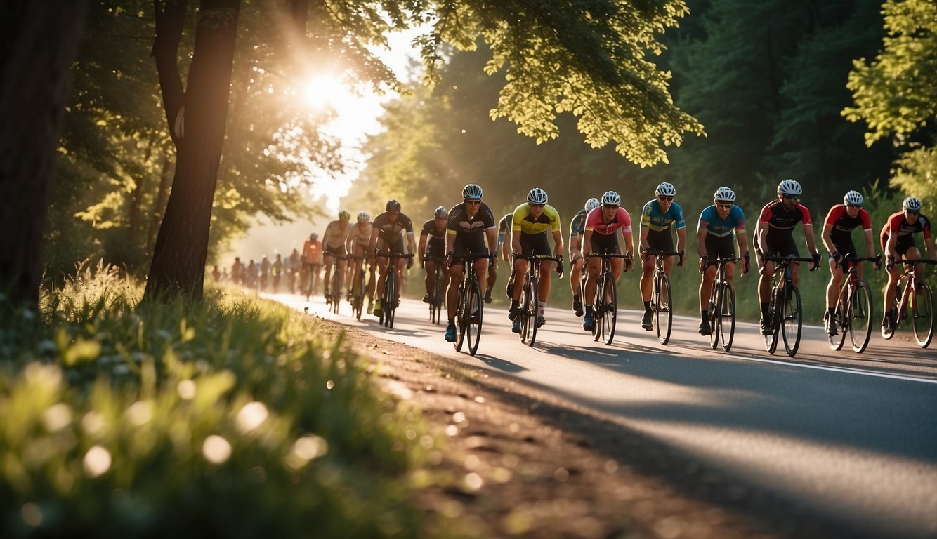 June Lake Triathlon 2024: Your Best Guide to Crushing It! 2 June sun shines on a lakeside triathlon, with bikers racing along the water's edge and runners crossing the finish line