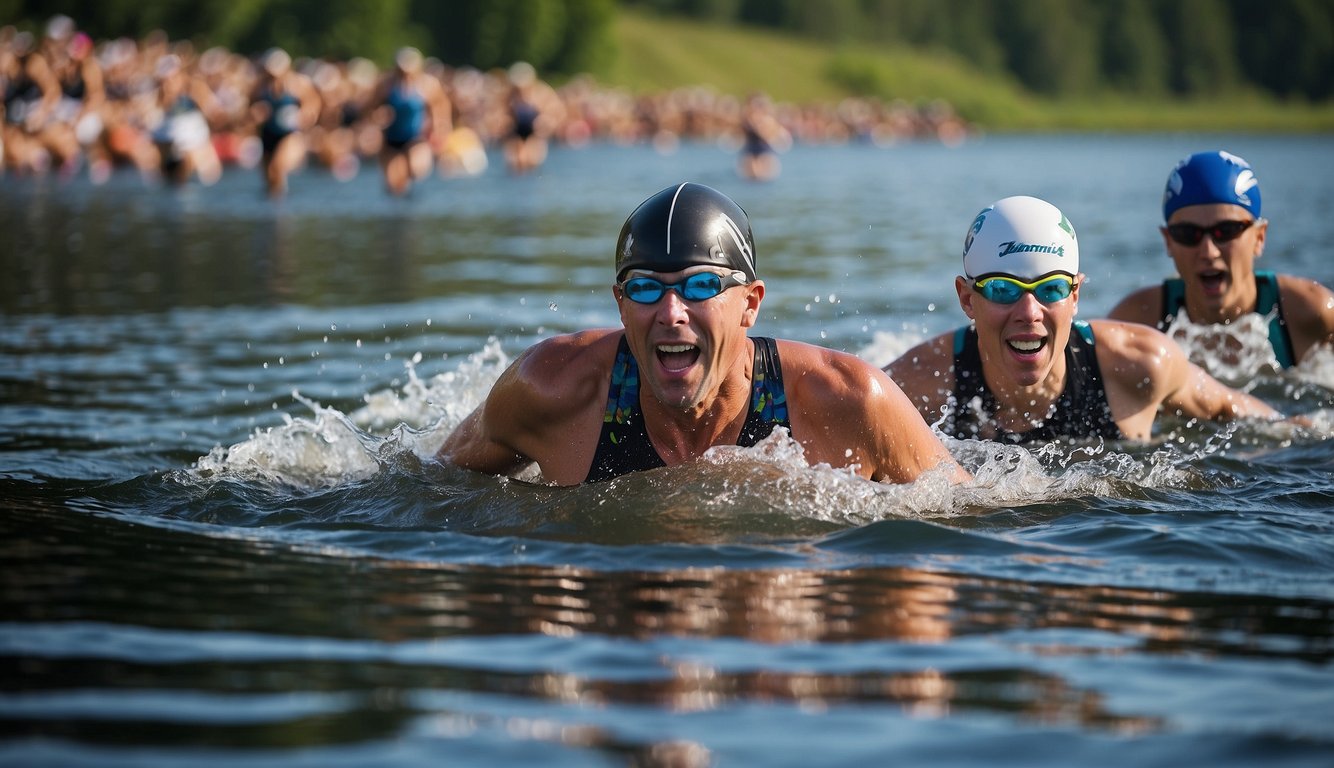June Lake Triathlon 2024: Your Best Guide to Crushing It! 4 Participants swim, bike, and run in the June Jake Triathlon. The lake glistens as athletes race through the course, cheered on by spectators