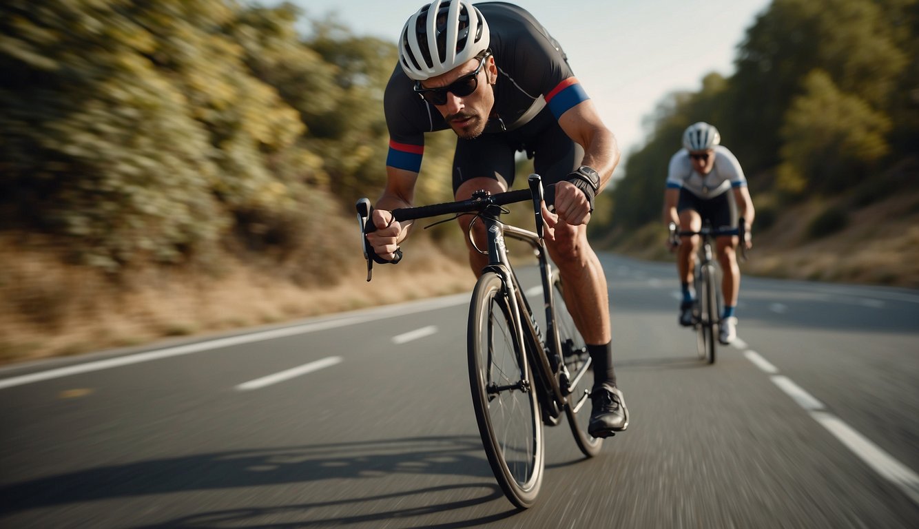 How to Get Faster at Cycling: Best Techniques For Speed 2024! 2 A cyclist zooms down a smooth, straight road, leaning forward with determination. The wind whips through their hair as they pedal with power and precision