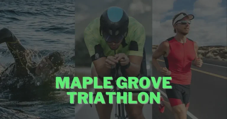 swimming, cycling and running at maple grove triathlon