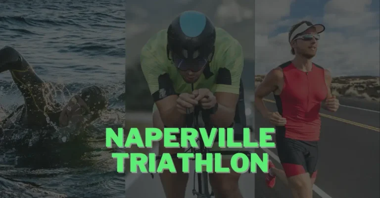 swimming, cycling and running at naperville triathlon