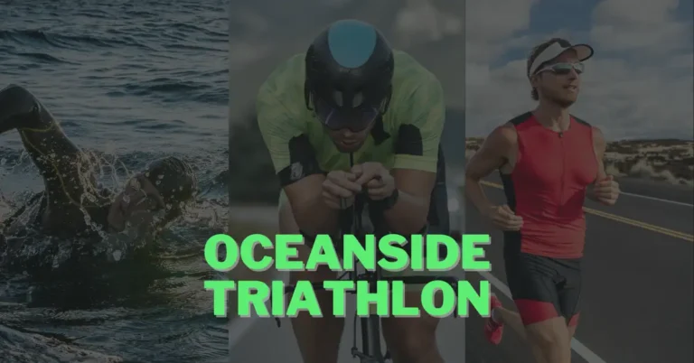 swimming, cycling and running at oceanside triathlon