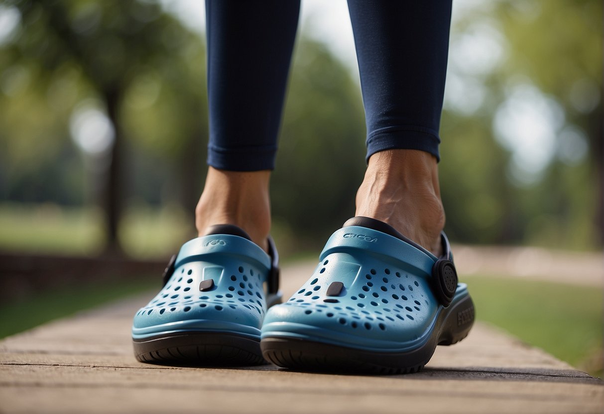 Can I Workout in Crocs 2024? Experts Explain 1 Can I Workout in Crocs: A person wearing Crocs is seen exercising with ease, demonstrating the compatibility of the footwear for workouts