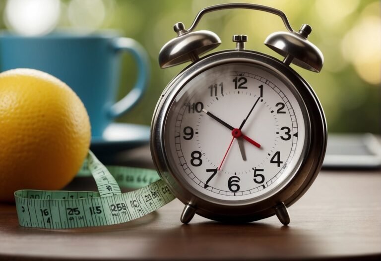 How Many Calories Can You Burn Fasting for 24 Hours 2024? Surprising Insights 7 How Many Calories Can You Burn Fasting for 24 Hours: A clock showing 24 hours passing, with a measuring tape wrapped around a waistline, and a calorie counter displaying decreasing numbers