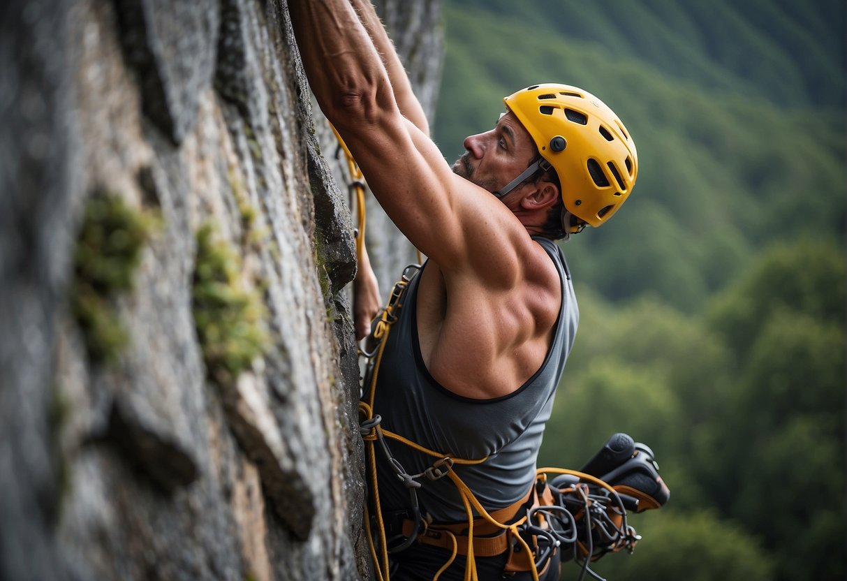 How Many Calories Do I Burn Rock Climbing 2024? Surprising Insights 1 How Many Calories Do I Burn Rock Climbing: A climber scales a steep rock face, muscles straining as they ascend. Sweat drips from their brow as they push themselves to reach the top