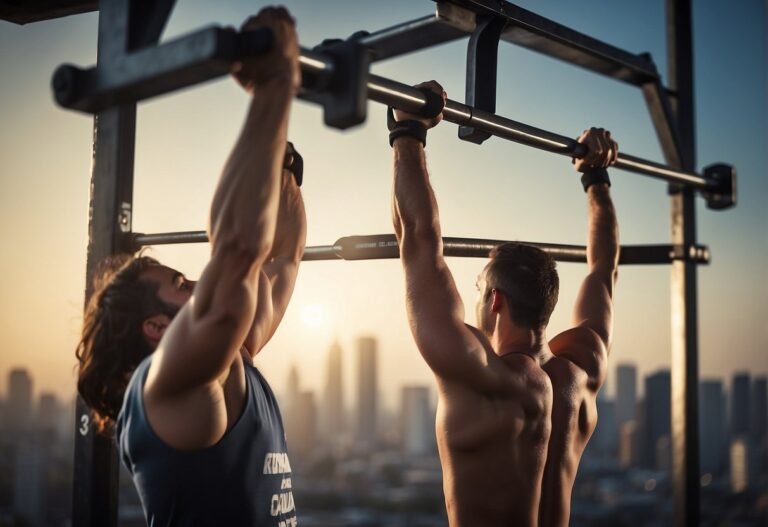 How Many Calories Do Pull Ups Burn 2024: Surprising Insights 3 How Many Calories Do Pull Ups Burn: A person performing pull-ups, with a calorie counter showing the number of calories burned