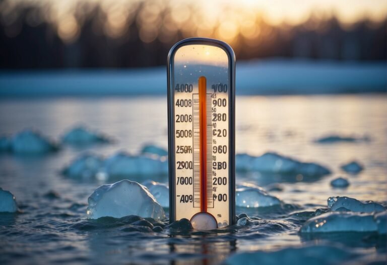 How Many Calories Do You Burn in a Cold Plunge 2024? Experts Explain 2 How Many Calories Do You Burn in a Cold Plunge: A thermometer shows a drastic drop in temperature as a person plunges into icy water, capturing the intense caloric impact of the cold plunge