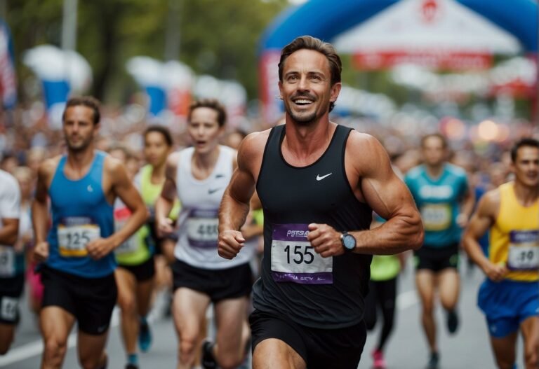 How Many Calories Do You Burn in a Half Marathon 2024? 9 How Many Calories Do You Burn in a Half Marathon: A runner crosses the finish line of a half marathon, surrounded by cheering spectators and a clock displaying the race time