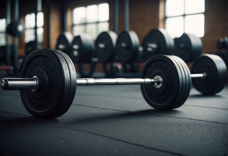 How Many Calories Does Deadlifting Burn 2024: Surprising Facts 2 How Many Calories Does Deadlifting Burn: A barbell rests on the ground, surrounded by weight plates. The gym is empty, with the only sound being the clinking of metal as the bar is lifted